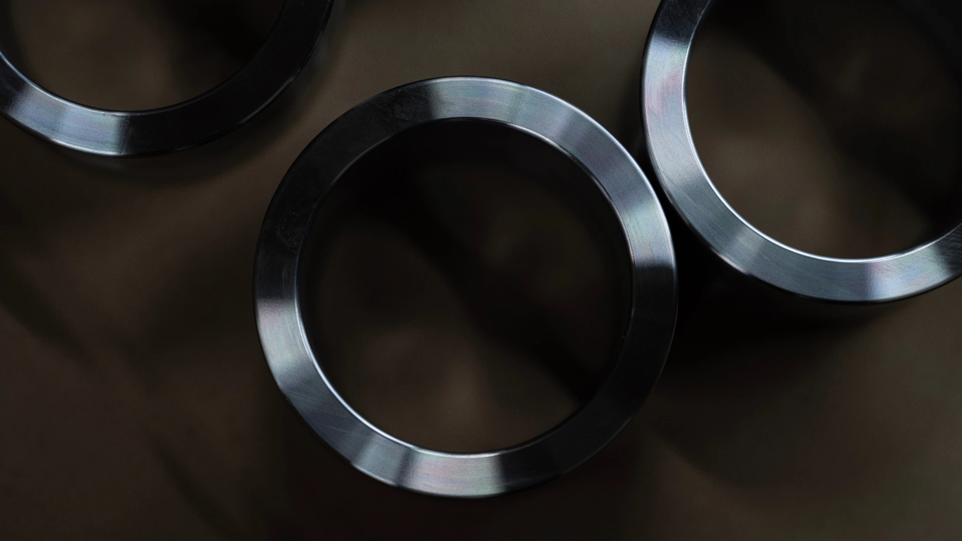 Circular metal pieces on cardboard