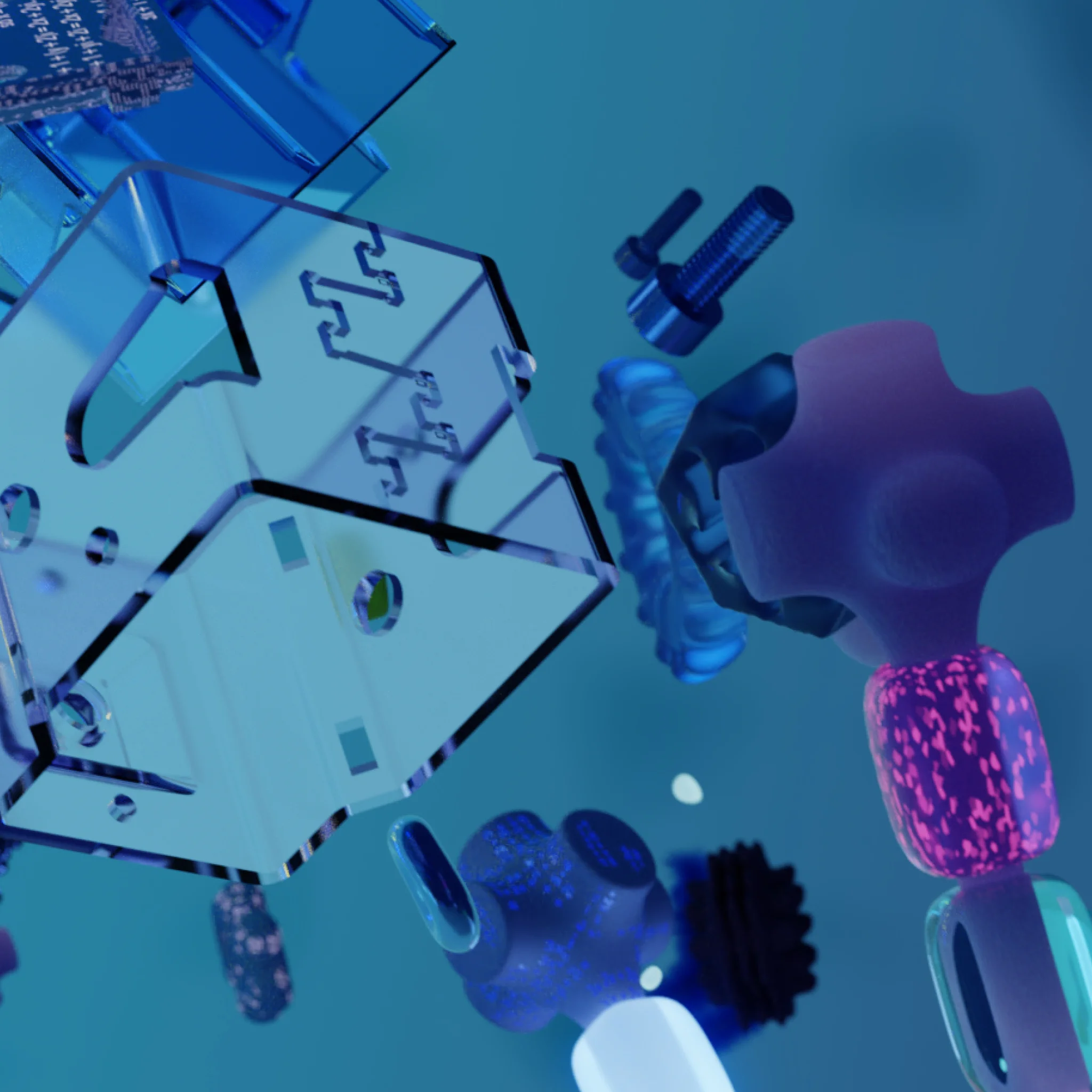 Varumärkesbild, 3D renderad, Troax Panel Detection: Patentsökt teknologi för automatisk övervakning av maskinskydd.