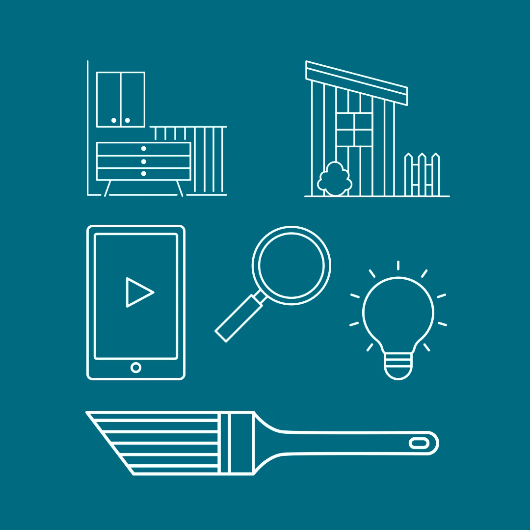 Anza vita ikoner på blågrön bakgrund - Ny Studio