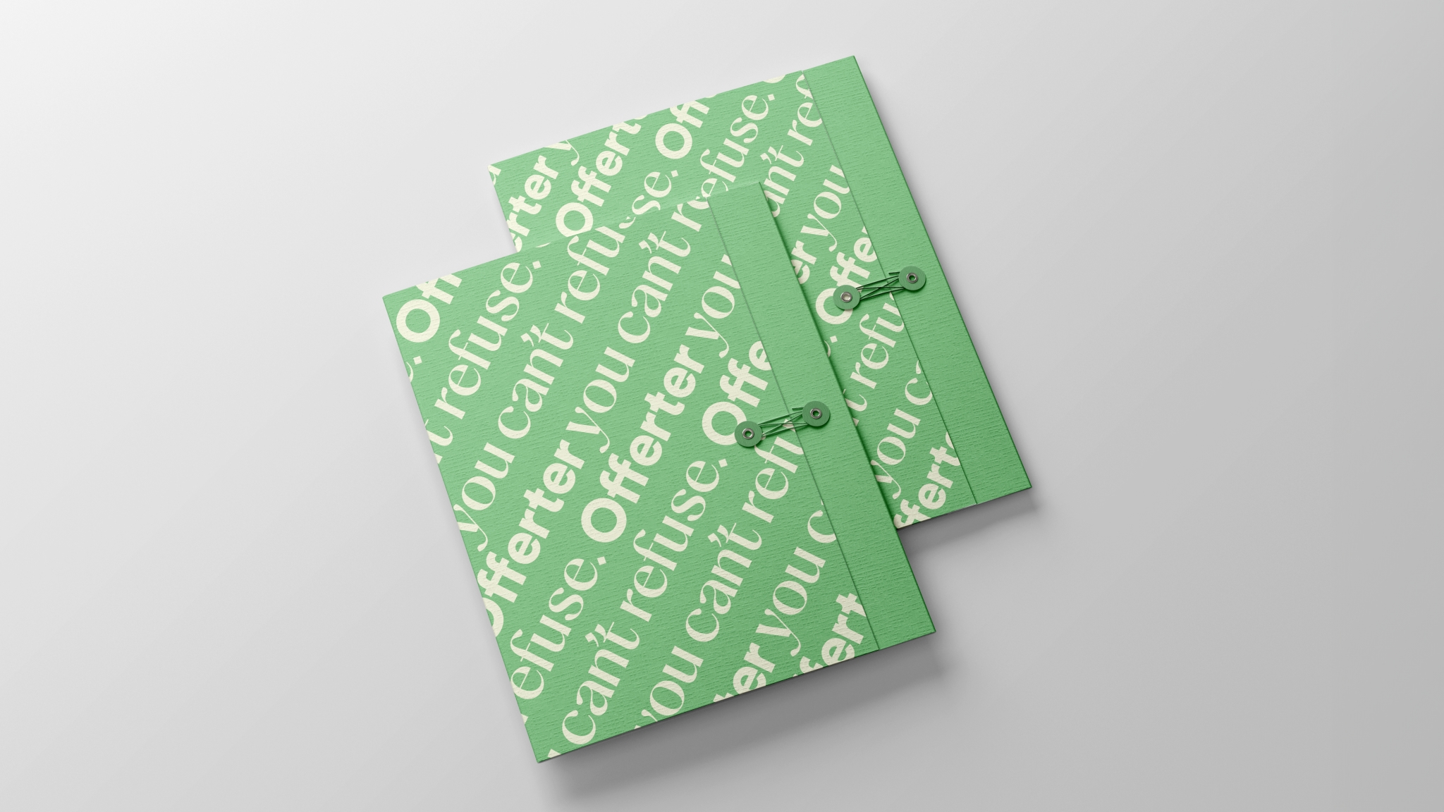 Två gröna kuvert med texten "Offerter you can't refuse"