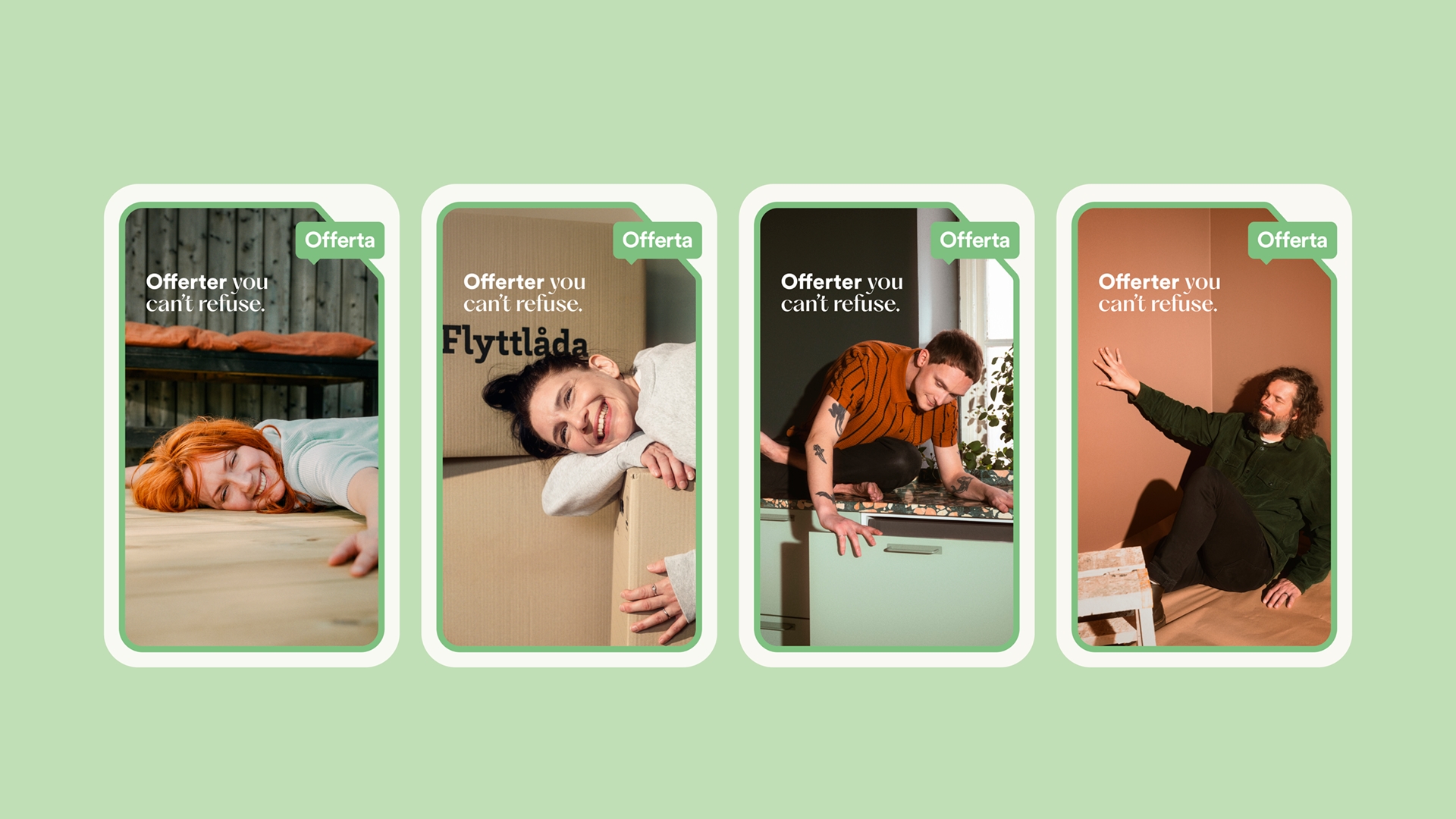 fyra bilder på social media reklamfilmer från kampanjen