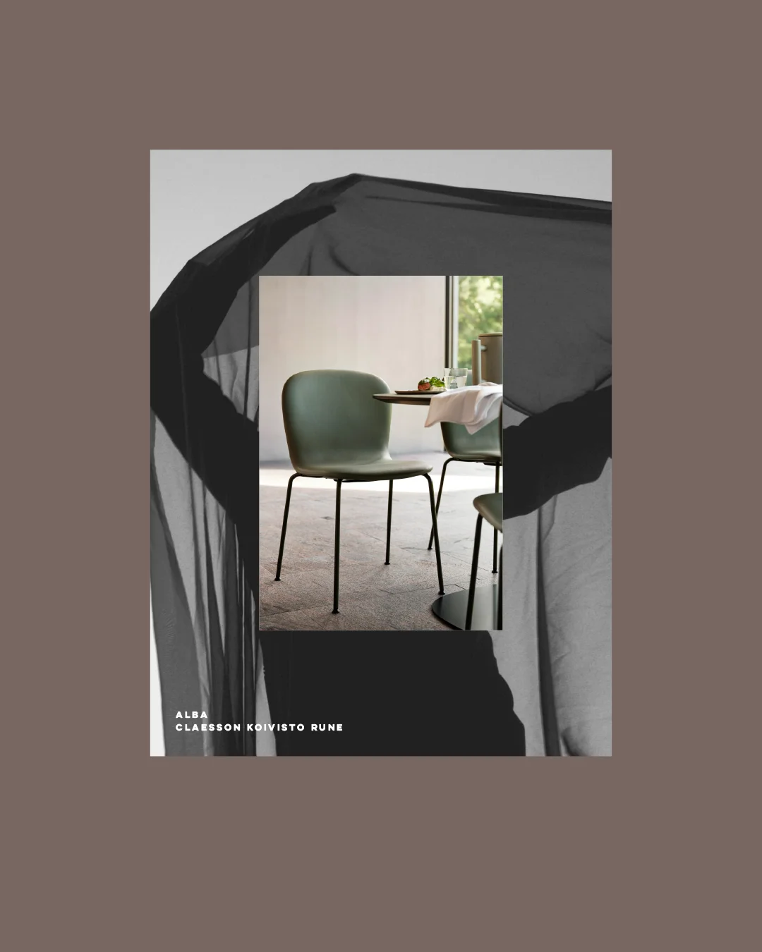 Konceptbild, 3 bilder i en, visar grön stol