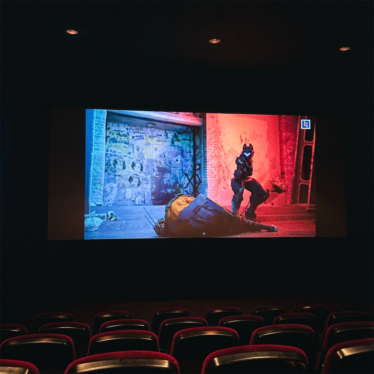 Cinema screen showing the commercial